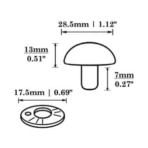 Dome Rivets-R588 Illustrated Diagram-28.5mm