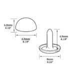R588 Dome Rivet-Illustrated Diagram-4.8mm | Avetco Leather Hides and Eva Foam Dome Rivet 4.8mm-Illustrated Diagram-4.8mm