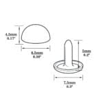 R588 Dome Rivet-Illustrated Diagram-6.5mm | Avetco Leather Hides and Eva Foam Dome Rivets 6.5mm-Illustrated Diagram-6.5mm