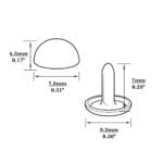 R588 Dome Rivet-Illustrated Diagram-7.8mm | Avetco Leather Hides and Eva Foam Dome Rivets 7.8mm-Illustrated Diagram-7.8mm