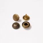 R598 11.5mm decorative dome rivets in Antique Brass finish, double cap design.