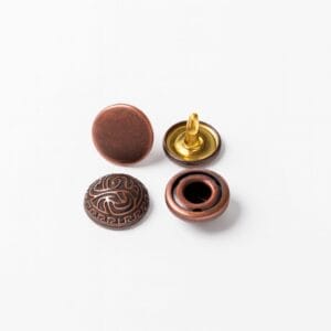 R598 11.5mm decorative dome rivets in Antique Copper finish for handbags and leathercraft.