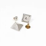 R630 20mm pyramid rivet in polished nickel finish, square dome rivet for bags and belts.