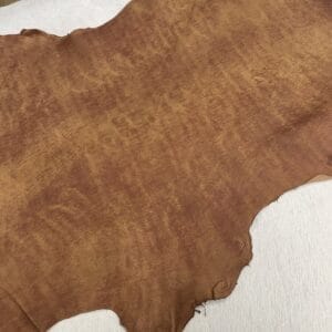 Rugged Lambskin Leather Economy Dark Pecan full hide with natural scarring and rustic