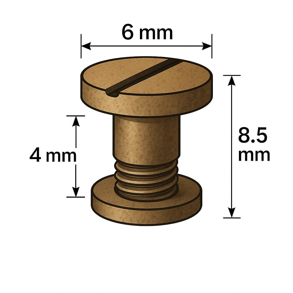 chicago-screw-post-flat-head-6x4mm-dimensions